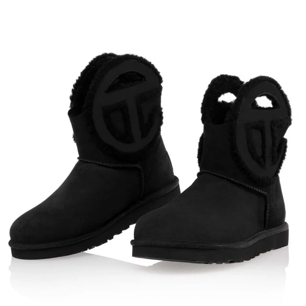 UGG x Telfar Logo Mini Boots in Black Suede Women's 10